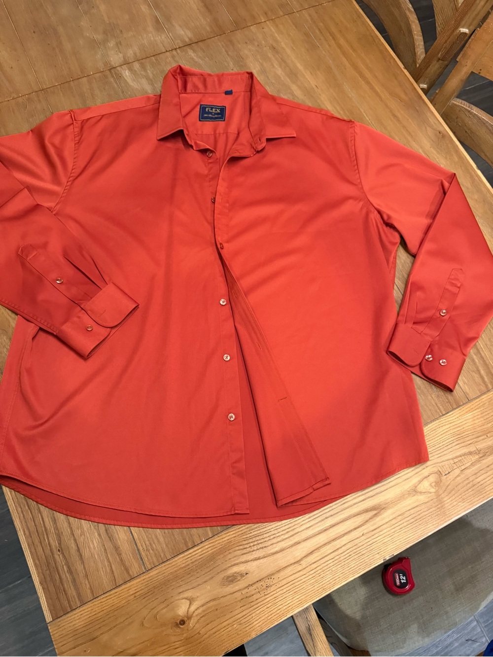 Men’s Flex Red Orange Luxury Button Down Long Sleeve Shirt Sz 3X